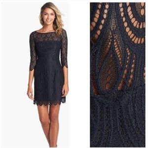 Lilly Pulitzer navy blue Hera lace sheath dress 00